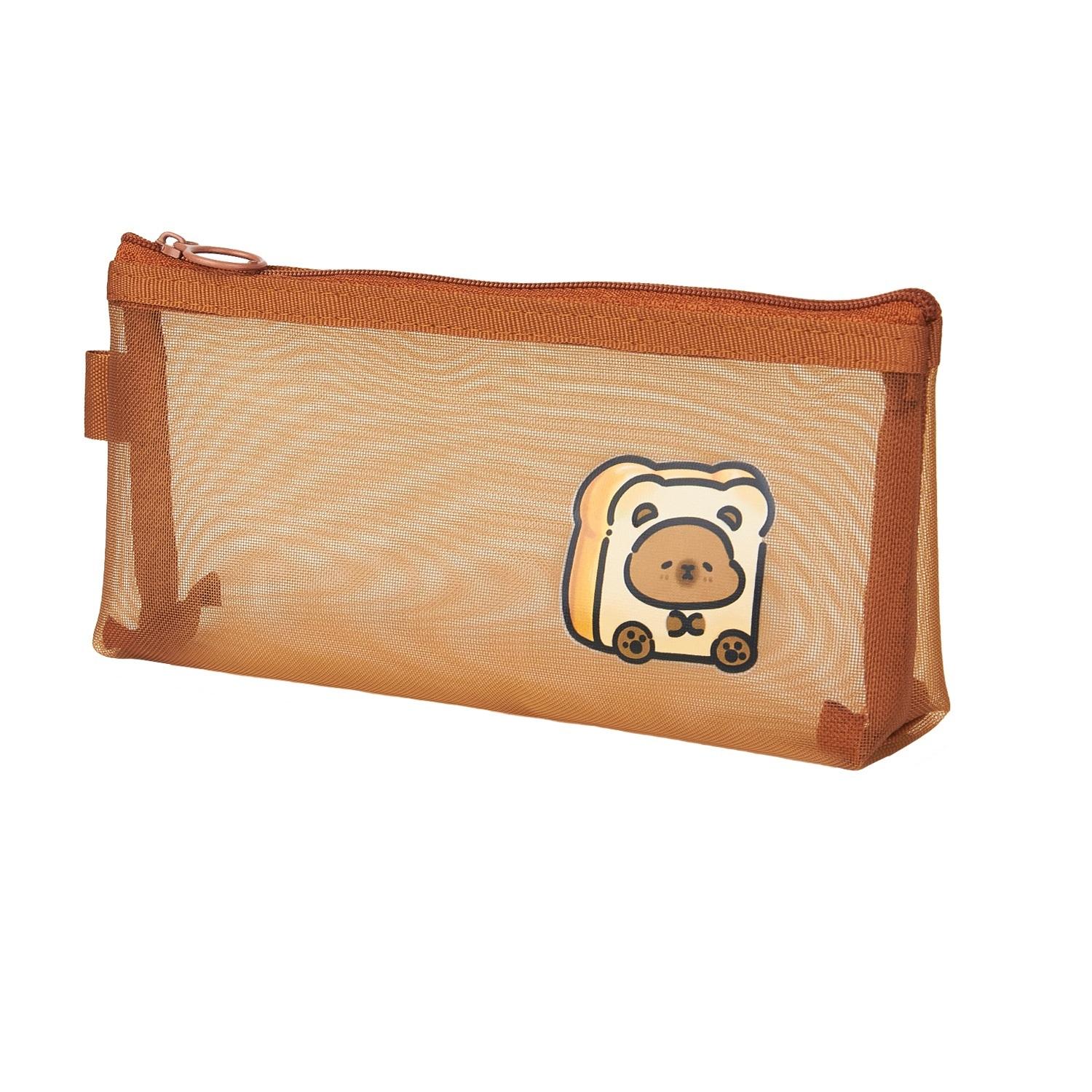 

Сетчатая сумка-карандаш Capybara, чехол для ручки с мультяшным дизайном, простой прозрачный мешочек для хранения канцелярских принадлежностей в школе