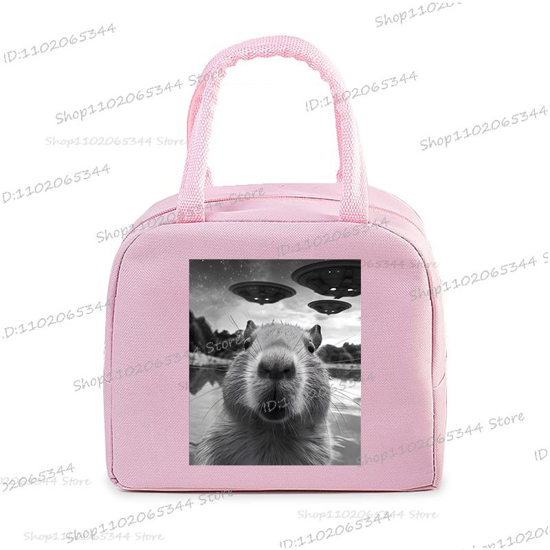 Cute Capybara Print Women Men Lunch Bag Fashion Animal Capybara Portable Insulated Bags School Kids Multifunctional Food Handbag