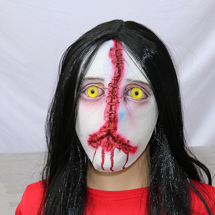 Long Ghost Hair Face Cosplay Mask For Halloween Haunted House Escape Games