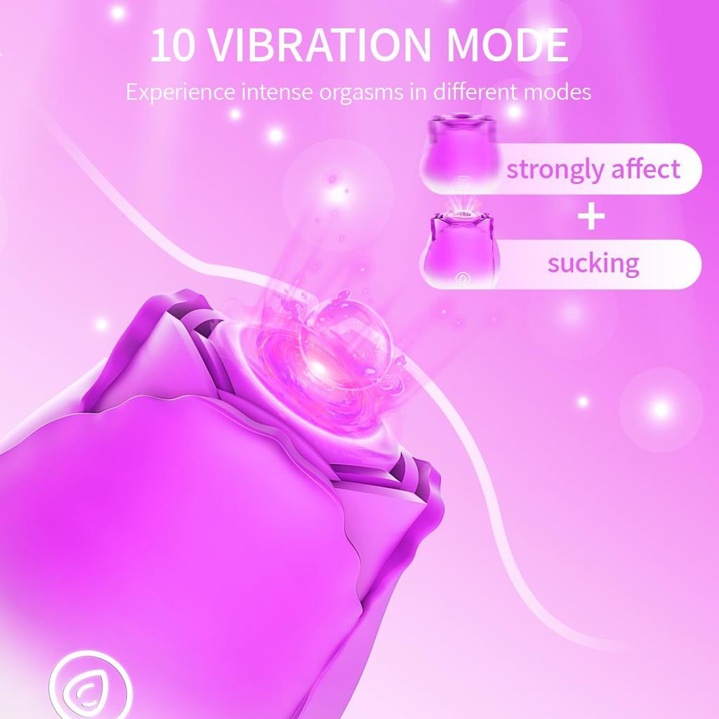 Adult 10-Speed Clitoral Suction Masturbator Jumping Effect Rechargeable Waterproof Silicone Rose Vibrator for Breast Stimulator