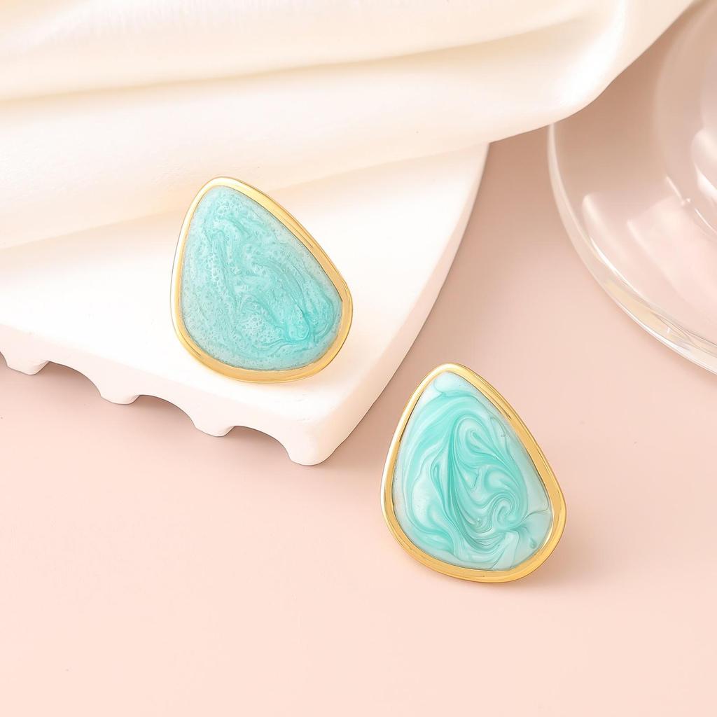 French Enamel Drip Oil Earrings: Stainless Steel, Irregular, Titanium Women's Luxury