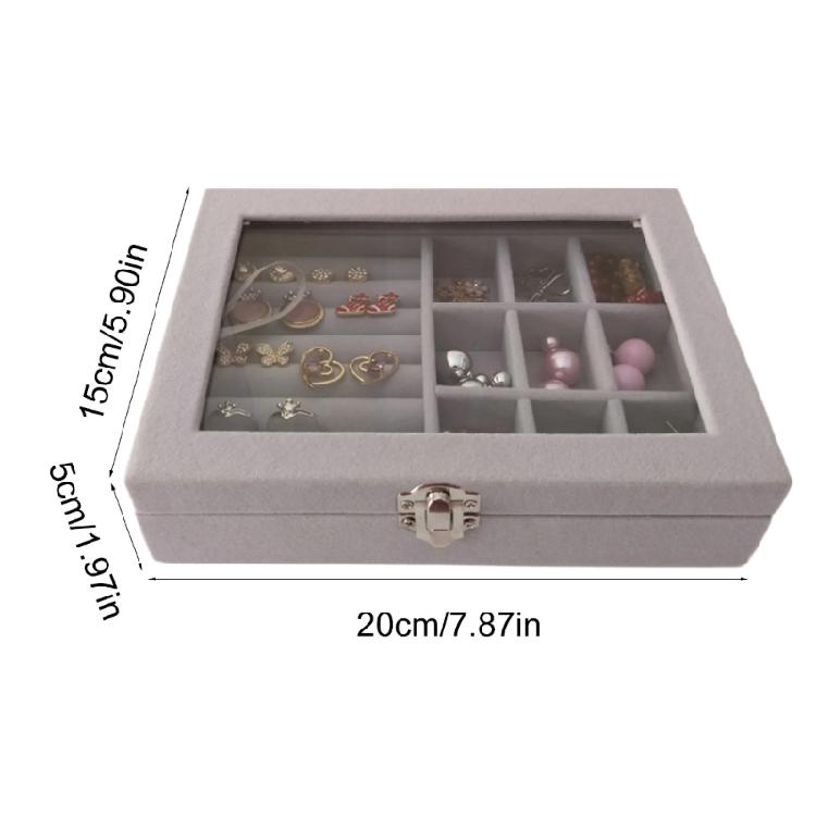 Praktyczne Pudełko do Przechowywania Biżuterii z Szklaną Pokrywką Organizer na Biżuterię Pojemnik na Kolczyki