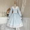 Toku and Yuu Lolita Long Bunny Gothic Light Sweet Event Dress, Girls' Sleeves, Ears, Lolita, Bowknot, Ribbon, Cute, Blue, Cosplay, Crossdressing,