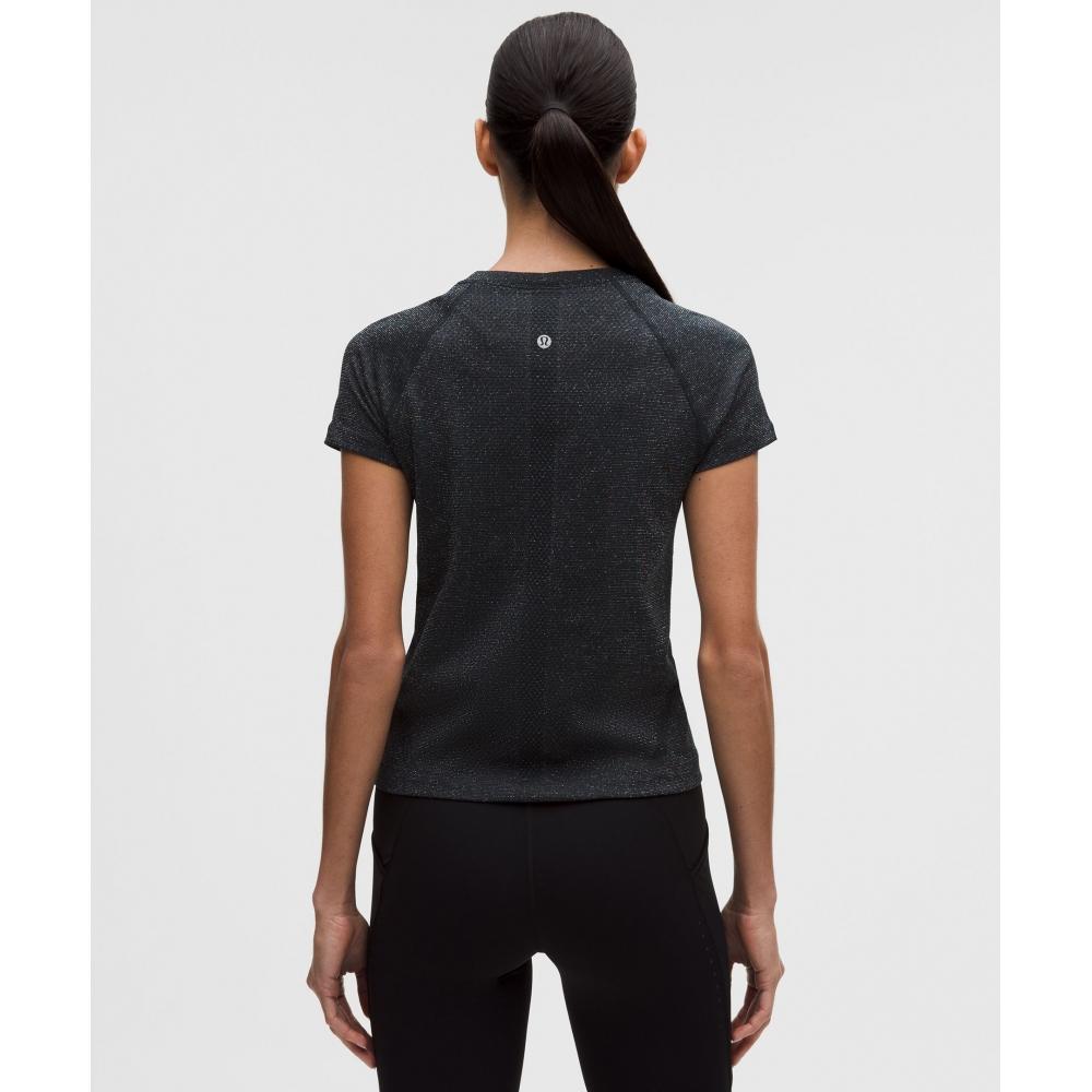 Lululemon Swiftly Tech Short Sleeve Shirt 2.0 Waist Length Sparkle Black Rainbow Lurex