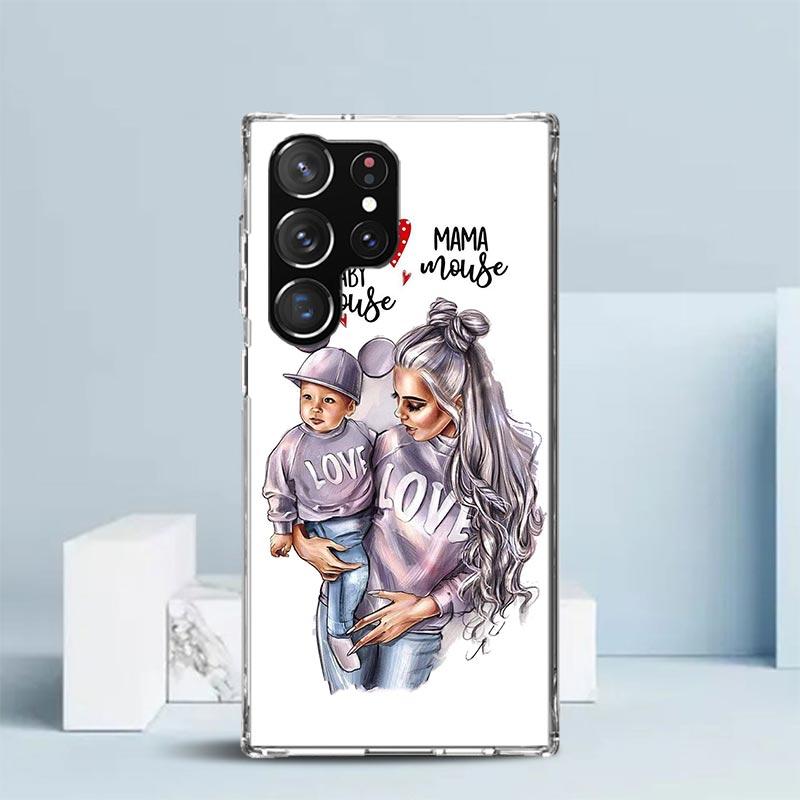 Baby Mom Girls Phone Case For Samsung Galaxy S24 S25 Edge S26 Ultra S22 S23 Plus S21 + S20 FE Soft TPU Back Cover Galaxy S22 S23