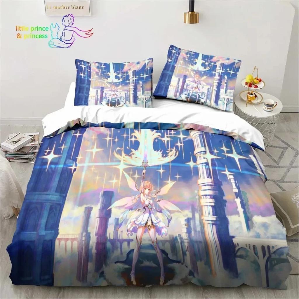 Genshin Impact  Anime Printed Bedding Set Single Twin Full Queen King Size Bed Set Adult Kid Bedroom Bedding Gift