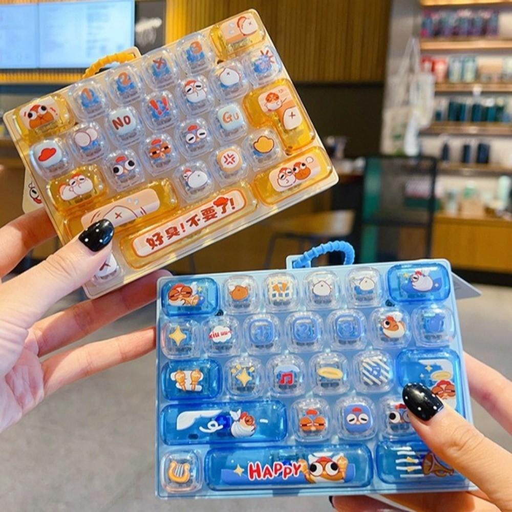 Silicone Push Button Keychain Creative Keycap Clicker Keyring Fidget Keyboard Pendant Party Favor