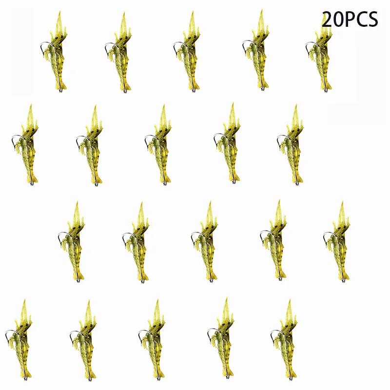 10/20PCS Artificial Soft Shrimp Lure Worm For Fishing Bait 1.3g/4cm Hook Sharp Crankbait Lures Silicone Shone Prawn Bait