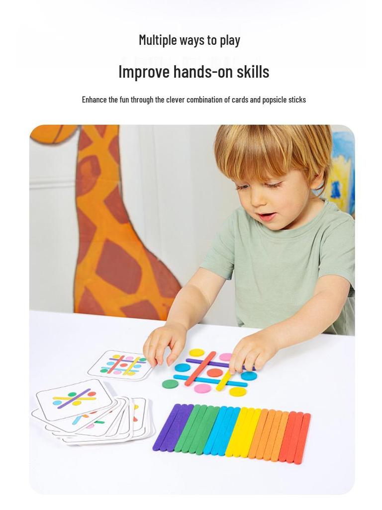Rainbow Counting Sticks: Early Childhood Math Puzzle & Educational Wooden Toy