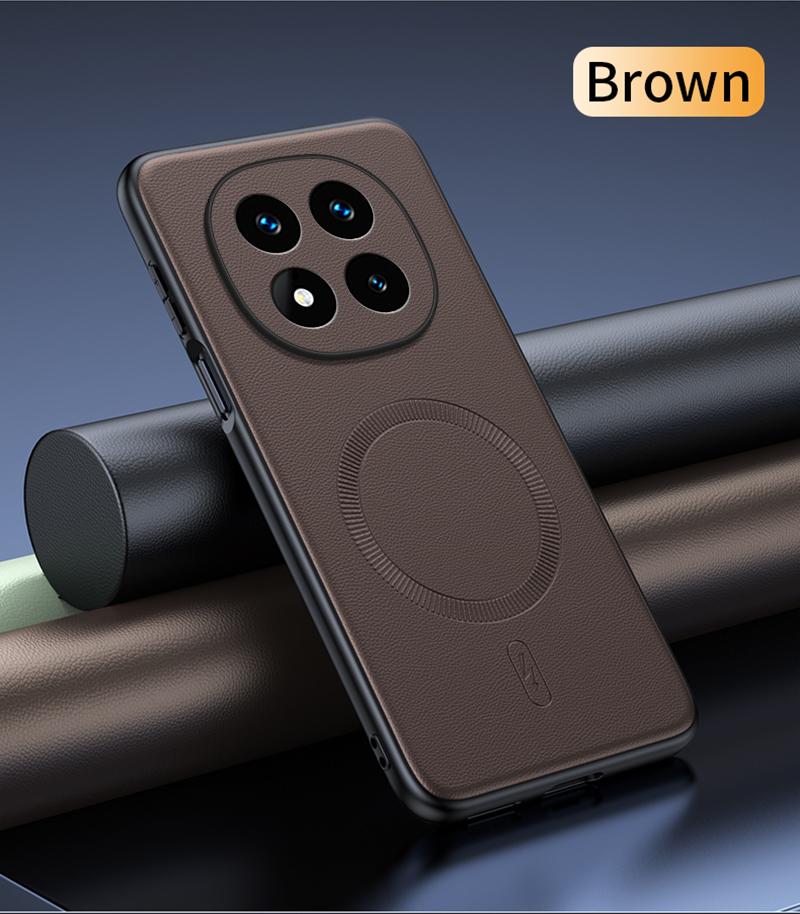 For Redmi Note 14 Pro 5G Case Magnetic Leather Shield Cover High Quality Anti-Fingerprint Non-Slip PC+TPU