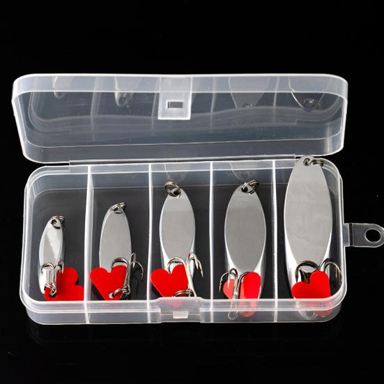 5Pcs Fishing Spoons Fishing Lures Compact Portable Casting Spoon Treble Hooks Jigs Hard Metal Spinner Baits for Freshwater Saltwater