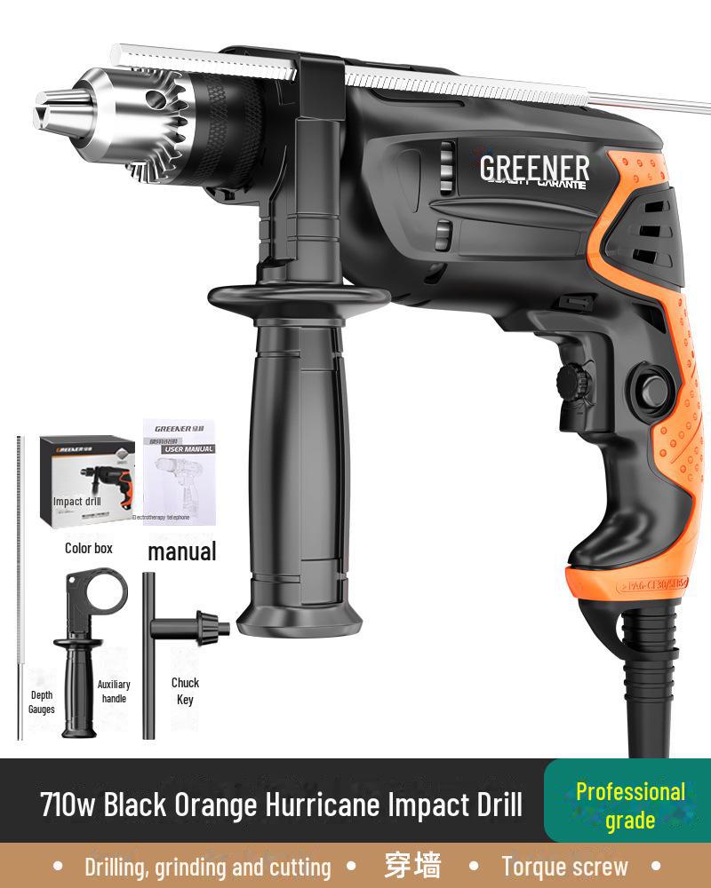 Green Forest Multi-Function Electric Hand Drill - Household Impact Drill & Screwdriver for Concrete