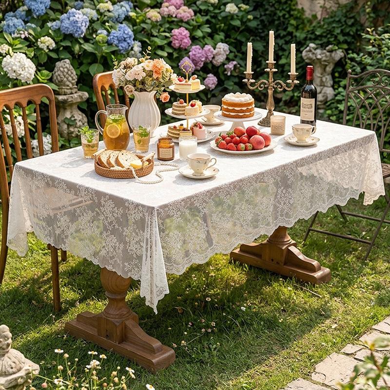 1pc Black Lace Tablecloth with Phoenix Tail Flower Embroidery for A Wedding, Suitable for Outdoor Parties and Home Decoration