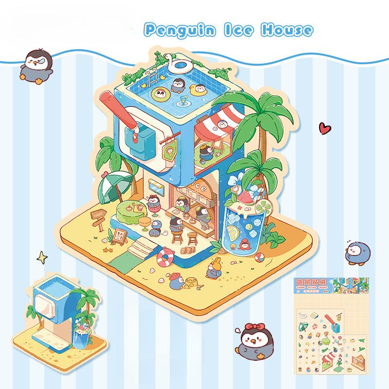 

Мультфильм Миниатюрная сцена 3D Наклейки Ретро DIY PET Пейзаж Наклейки Декомпрессия Корейские Канцелярские товары Скрапбукинг Плакаты