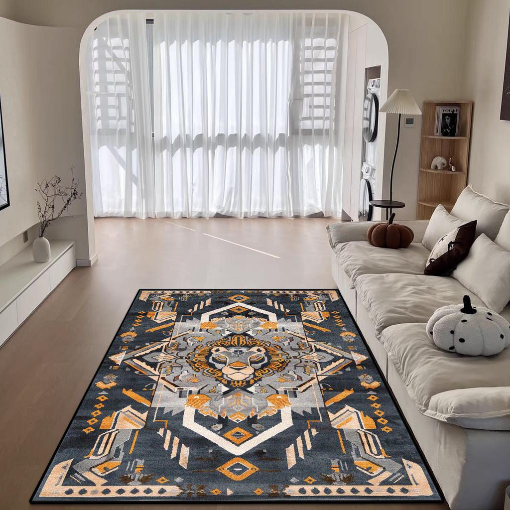 Bohemian Style Decorative Rug for Living Room Big Size Antiskid Room Decor Carpet Soft Easy Cleaning Bedroom Bedside Mat Flannel