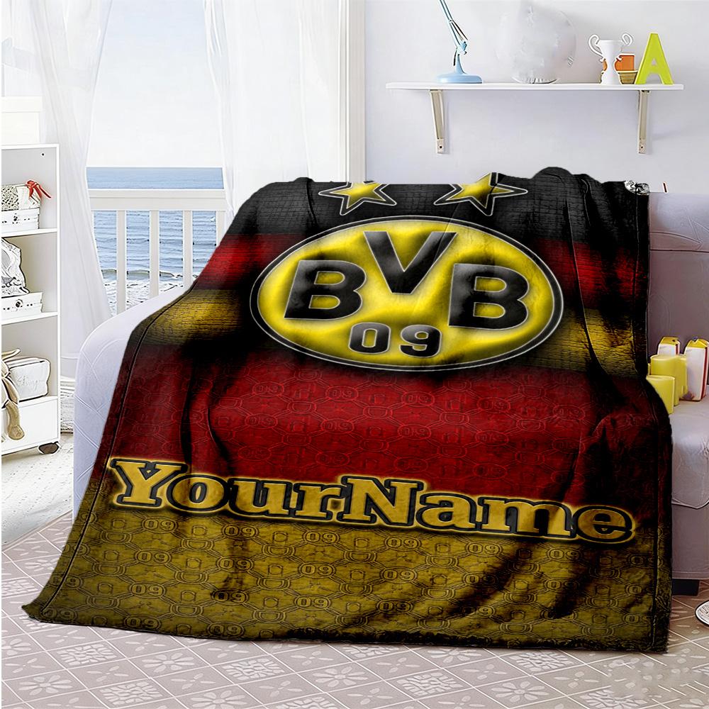 Borussia Dortmund Personalized Text Blanket Cozy Customizable Blanket Soft & Cozy Suitable for Couch Bed Home Decor Picnics for All Occasions