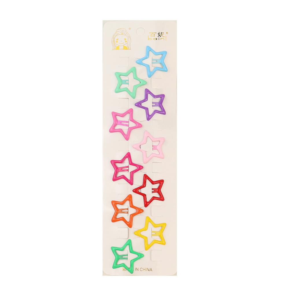 10pcs/pack Girls Colorful Alloy Bobby Pins Lovely Water-drop Heart Star Hairpins Rainbow Hair Clips Barrette Grips For Children