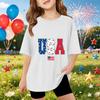 Kids Short Sleeve T Shirt USA Patriotic Print Casual Top Lightweight Comfortable Fit Summer Tee for Boys Girls