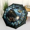 Train Journey Through Time pattern umbrella, portable and foldable design, 8 ribs, a casual accessory for Halloween, Christmas, and birthday gifts.