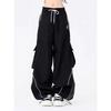 Pantaloni Cargo da Donna a Strisce Nere Y2K Moda Coreana Gamba Larga Pantaloni Larghi Streetwear Autunno Harajuku Hip Hop Oversize Larghi