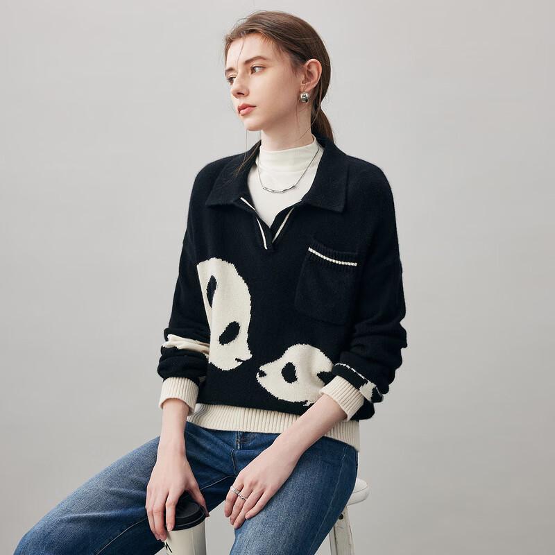 Commong Boca Women's Panda Pattern Cashmere Sweater