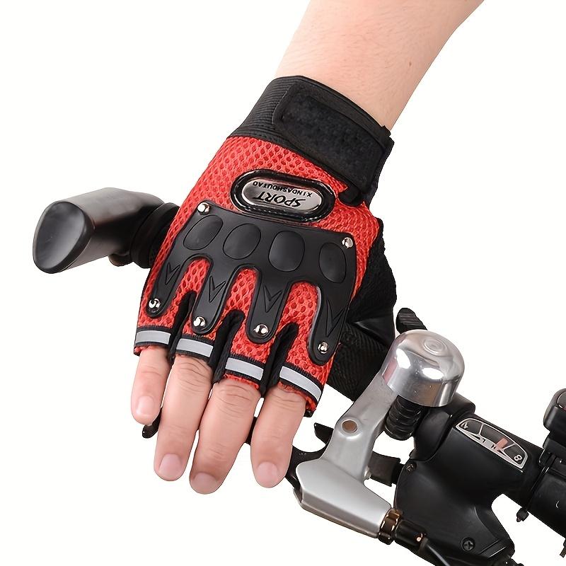 

1 Pair Half-Finger Sports Gloves - Non-Slip Grip, Breathable Mesh & Durable Design, Red/Black/Blue - with Safety Wristband for Enhanced Outdoor