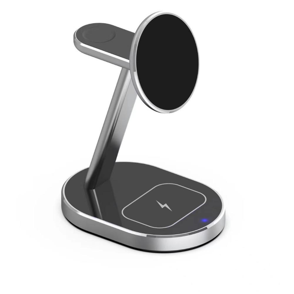 Der 3-in-1-Desktop-Ständer für kabellose Ladegeräte aus Aluminiumlegierung eignet sich zum kabellosen Laden von iPhone-Uhrenkopfhörern