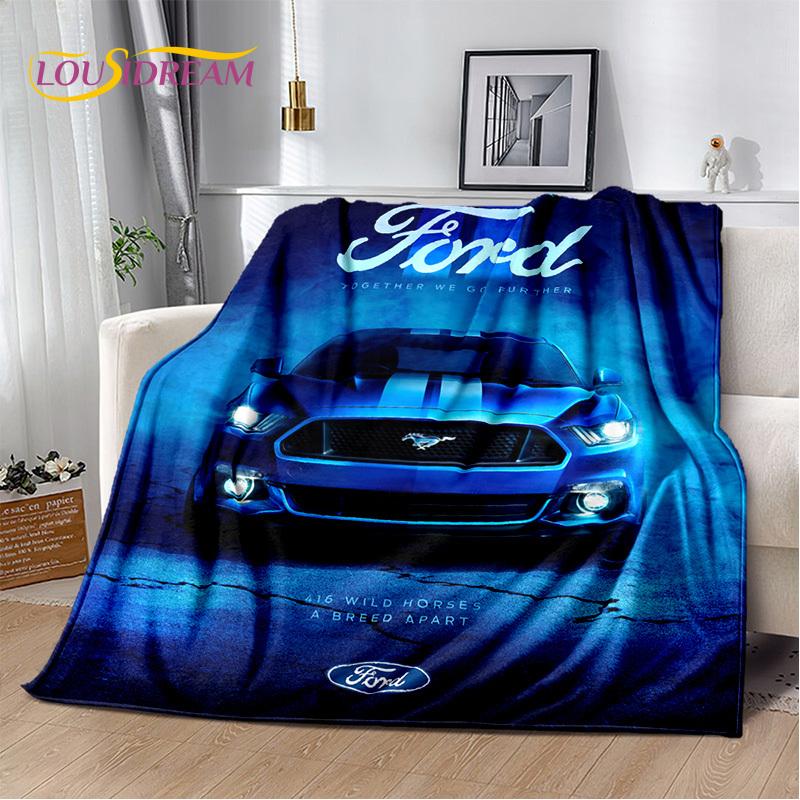 Klassiker 3D F-Ford GTR Mustang Auto Weiche Decken, Halten Warm Kuscheldecke Bequeme Decke für Picknick Betten Sofa Zuhause Schlafzimmer