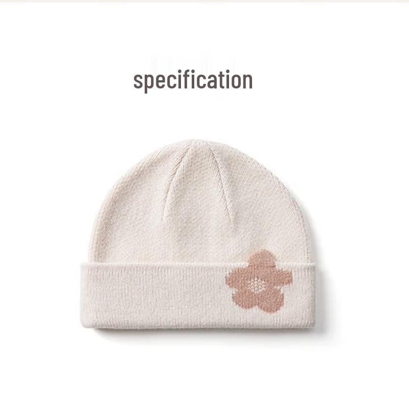 JIUMU Women's Pure Wool Double-Layer Knitted Beanie Hat