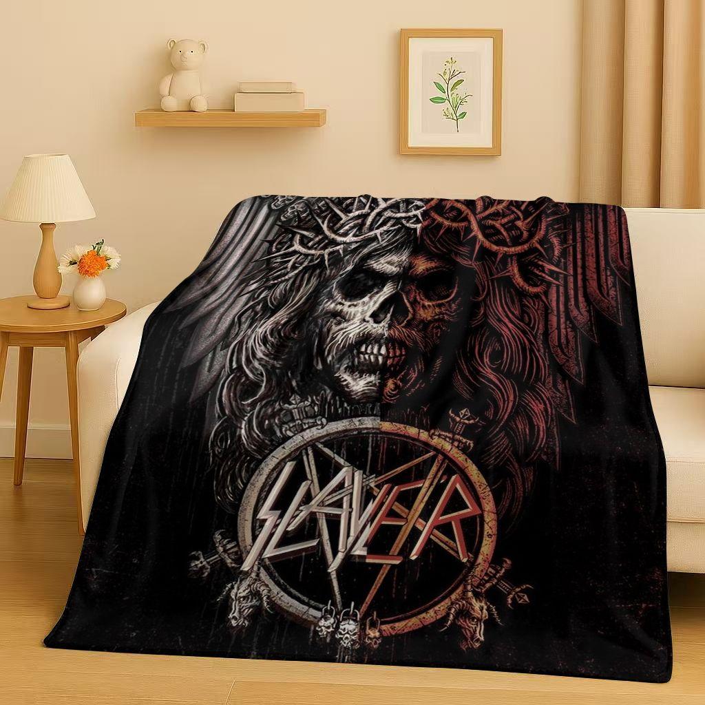3D Slayer Thrash Metal Rcck Music Band Sign Flannel Blanket,Ultra Soft Warm Plush Throw for Home Bedroom Bed Sofa Cover Gift Kid