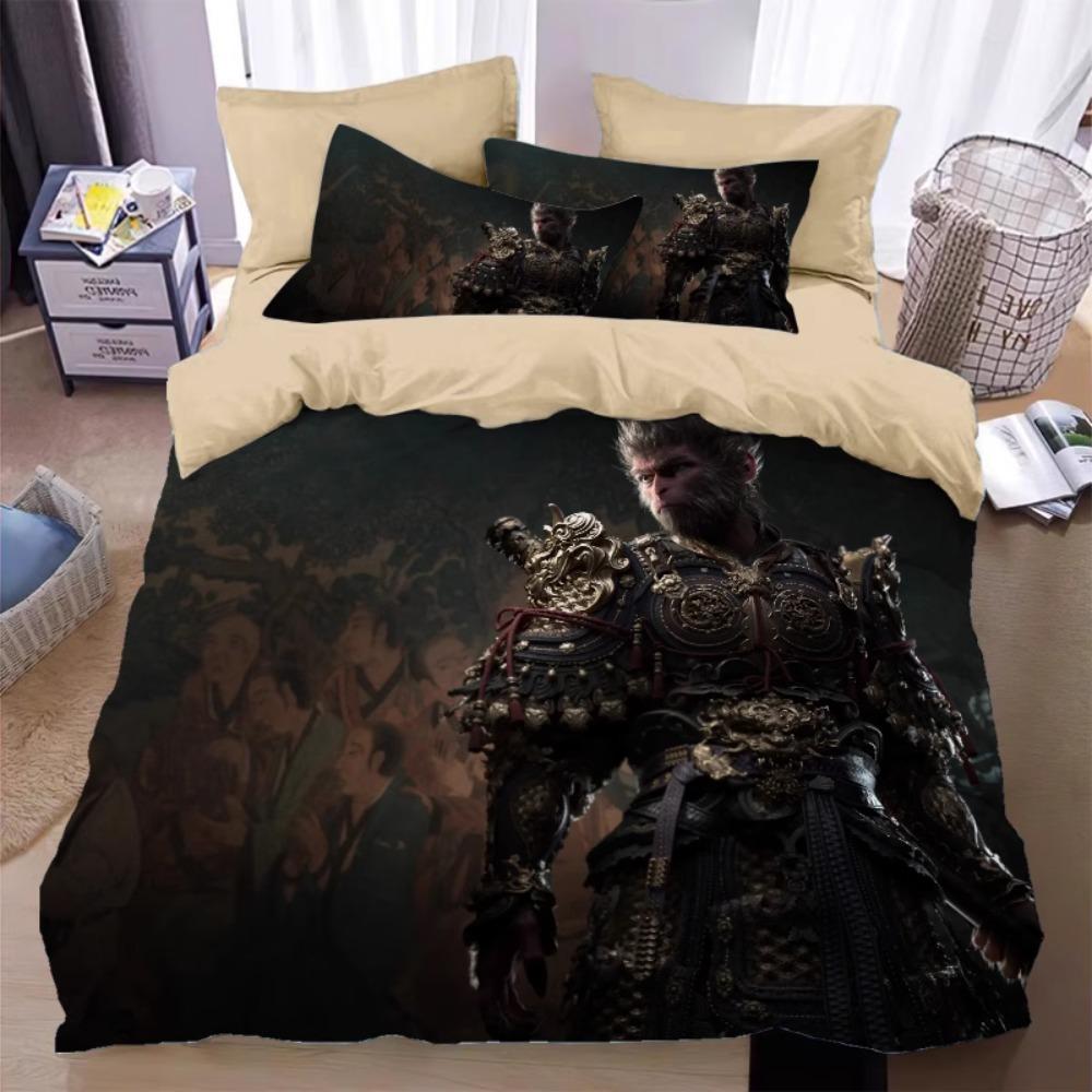 Black Monkey Game 2/3 Piece Bedroom set,Children'sGift Teenagers Adulte Microfibre Double Bed Duvet Cover with Zip Room Decor