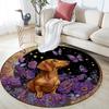 Dachshund Butterflies Round Area Rug,Carpet Rug for Living Room Bedroom Sofa Playroom Decor,Non-slip Floor Mat