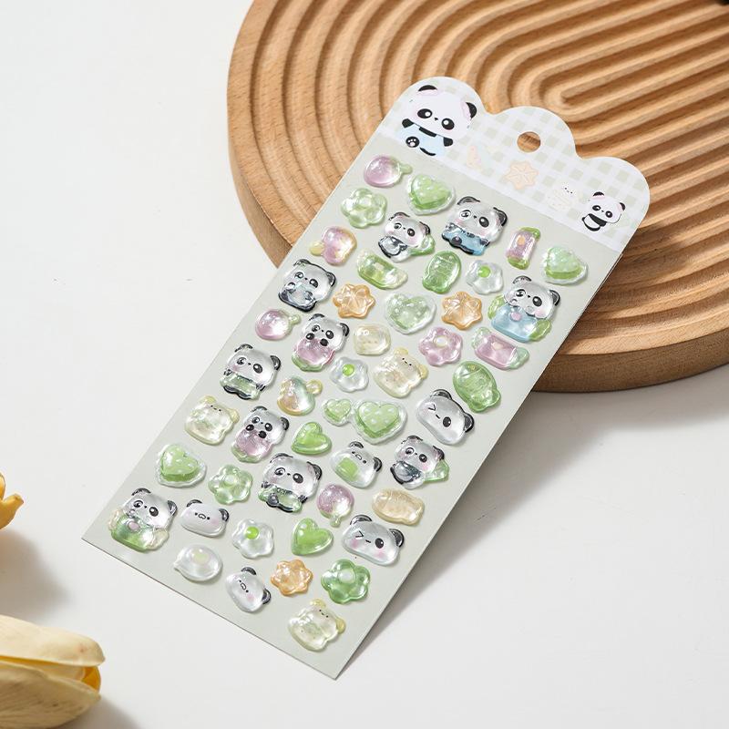 6PCS 3D Crystal Animal Relief Stickers - Sweet Candy Aesthetic Decals Waterproof for Diary Album Phone Case Keyboard Girls Gifts