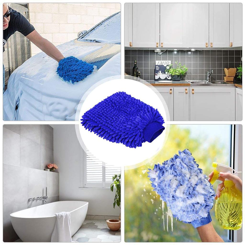 2PC Microfiber Chenille Car Wash Gloves (used for Car Wash and Car Maintenance)
