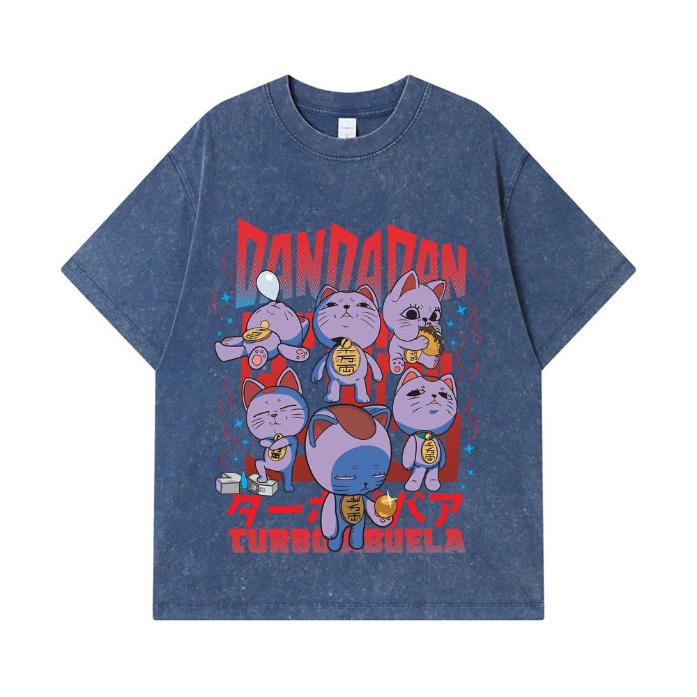 275 GSM Washed T-shirts 100% Cotton Dandadan V30 Turbo Granny Print Unisex Heavy Cotton T Shirt