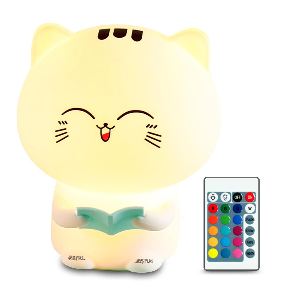 Katze Muster Fernbedienung Touch Sensor Klopfen Tap Nachtlicht Lampe Schlafzimmer USB Bunte Lichter für Kinder Baby