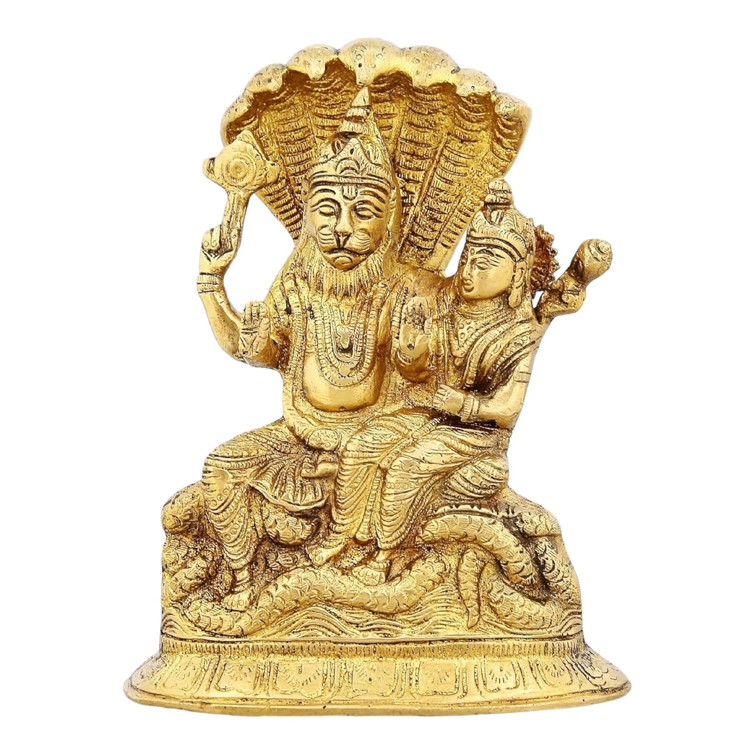 Ashtadhatu Brass Lord Shri Laxmi Narasimha Idol, Religious Statue - 4 Inch