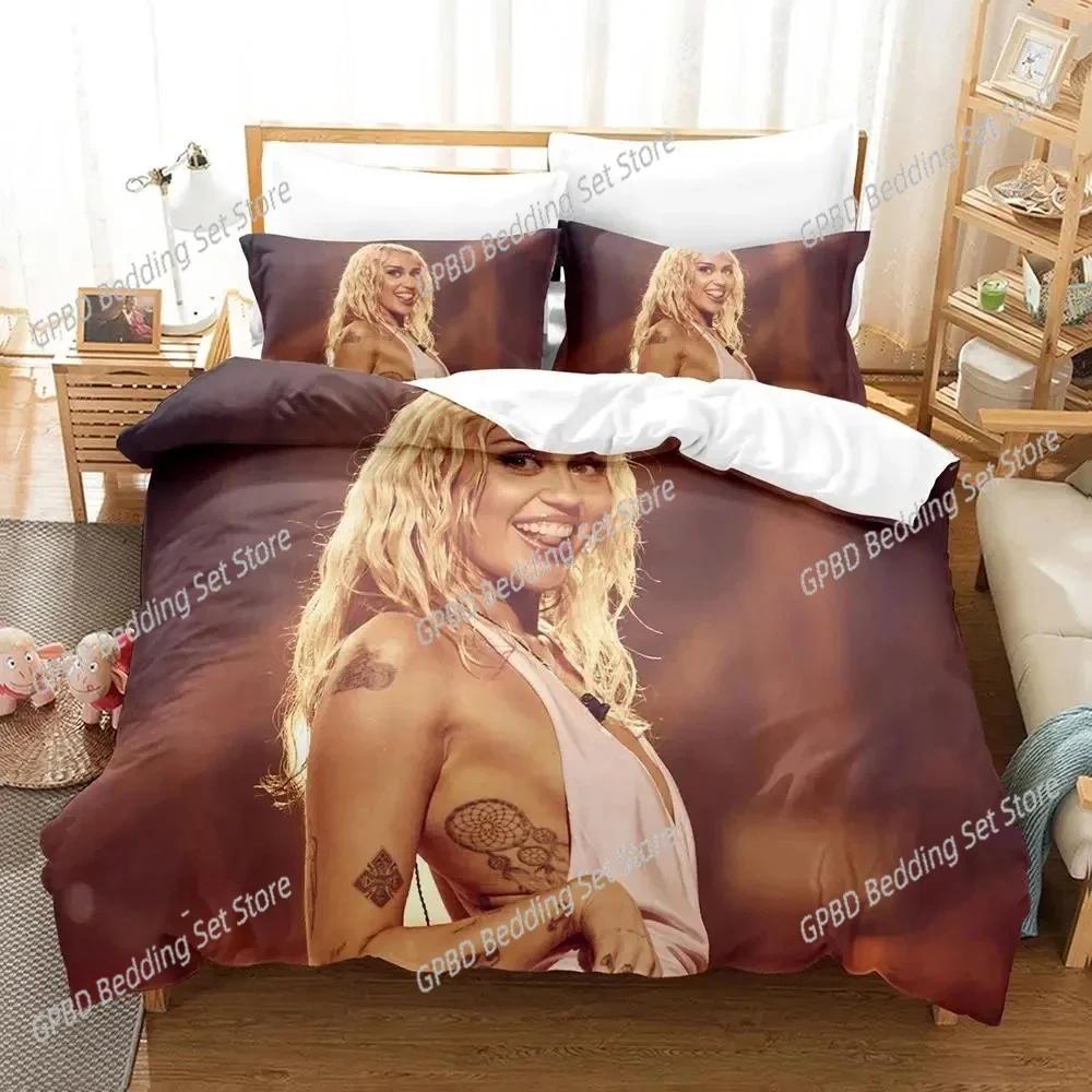 Singer Miley Cyrus Beding Set For Bedrom Soft Modern Bedspreads Comefortable Children Kids Soft Duvet Cover Comfortable Quilt Cover And Pilowcase