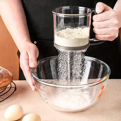 Setaccio per farina trasparente Setaccio per farina semiautomatico con design a pressa manuale Utensili da forno antiaderenti Gadget da cucina Accessori