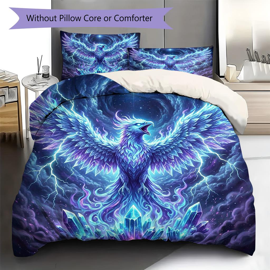 Phoenix Pattern Bedding Quilt Set Quilt Cover Pillowcase Home Decoration Birthday Gift (1 * Duvet Cover + 2 * Pillowcase, Without Core)