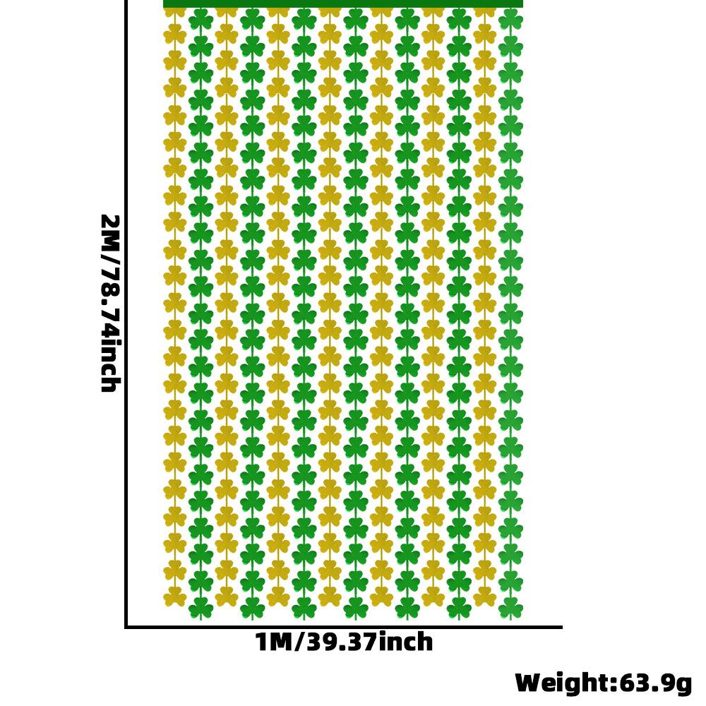 87in Bright Rain Silk Curtain St. Patrick's Day Party Gold Green Background Curtain Irish Festival Decoration Supplies