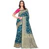 Glory Sarees Womens Blend Banarasi Silk Saree (Kara164 Firozi