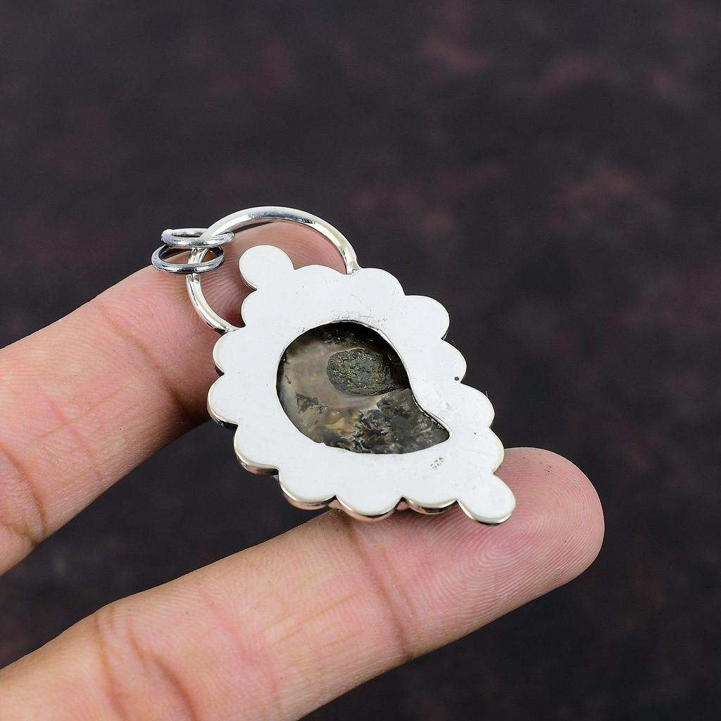 Ammonite Fossil Pendant Gemstone Pendant Decent Pendant 925 Sterling Silver Pendant Ammonite Fossil Jewelry Handmade Pendant Engagement Gift