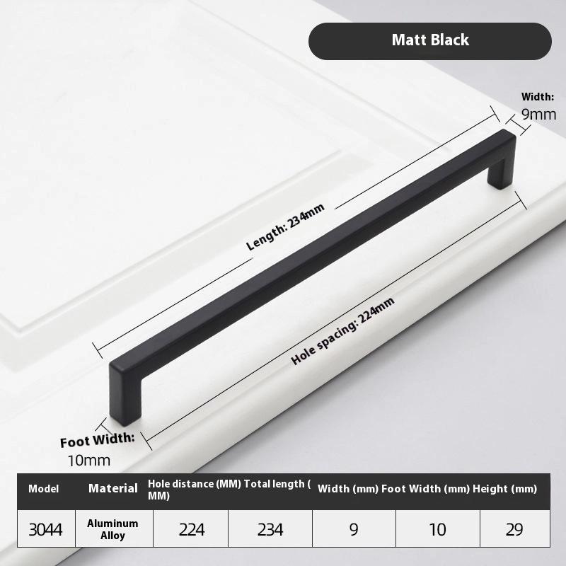 10-33Cm Black Cabinet Handles Stainless Steel Square Closet Drawer Cupboard Pulls Bathroom Door Knobs Furniture Kitchen Handle