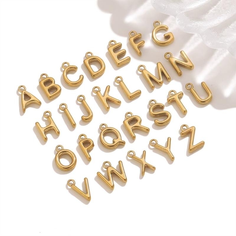 26 Piece Miniature Letter Charms With Vacuum Plating For Custom Jewelry Design Allergy Resistant Metal Accessories