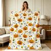 Ultra Soft Flannel Halloween Throw Blanket All Season Warm Cozy Spooky Pumpkin Bat Spider Web Candy Pattern Decorative Blanket for Sofa Couch Bed Livi