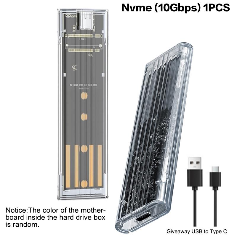 

M.2 Nvme Pcie Ngff Sata Протокол Кейс Прозрачный USB Type C 10 Гбит/с Pci-E Прозрачный Внешний Бокс для Жесткого Диска Кейс Для Ноутбука Телефона Nvme 10Gbps