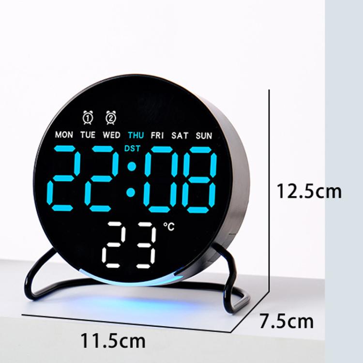 Desktop LED Clock With Alarm Night Light Multifunctional Clock Color Round White Shell Blue Light белый