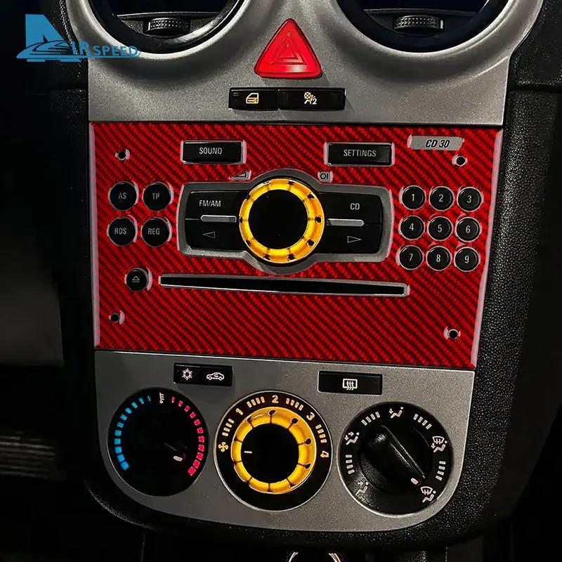 Real Soft Carbon Fiber Sticker For Opel Corsa 2007 2008 2009 2010 2011 2012 2013 2014 LHD Car Central Control CD Button Panel