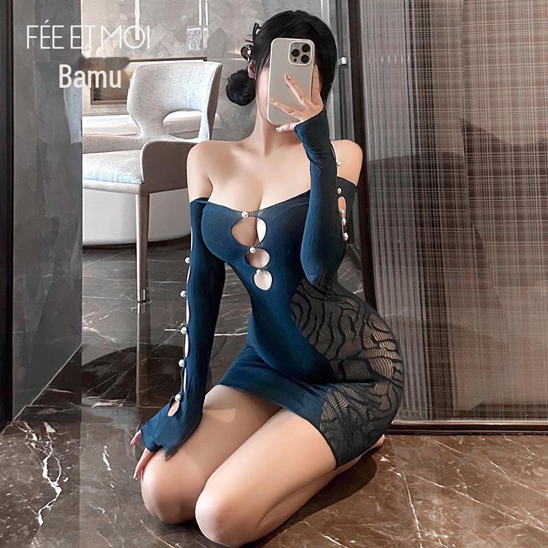 Feimu Sexy Temptation Lingerie Hollow Mesh Slim Fit Skirt 7519